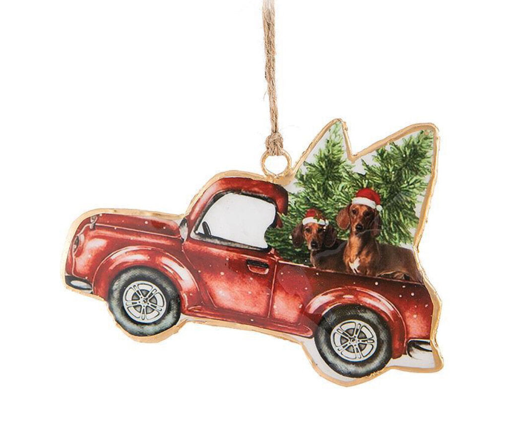 Abbott Truck With Tree & Dogs Ornament