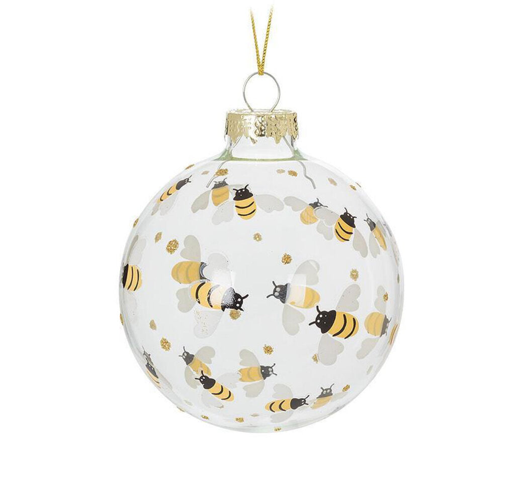 Abbott Glass Bee Print Ball Ornament