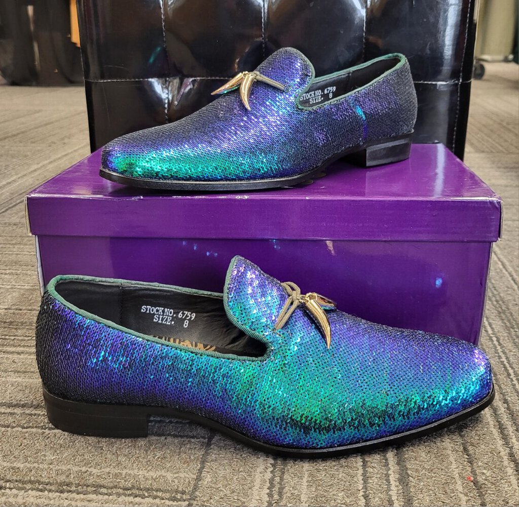 After Midnight Peacock Sequin Loafers, Size: M8 L10