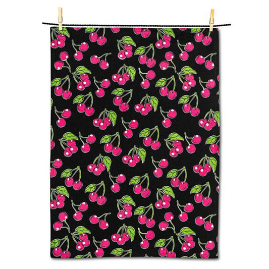 Cherry Print Tea Towel