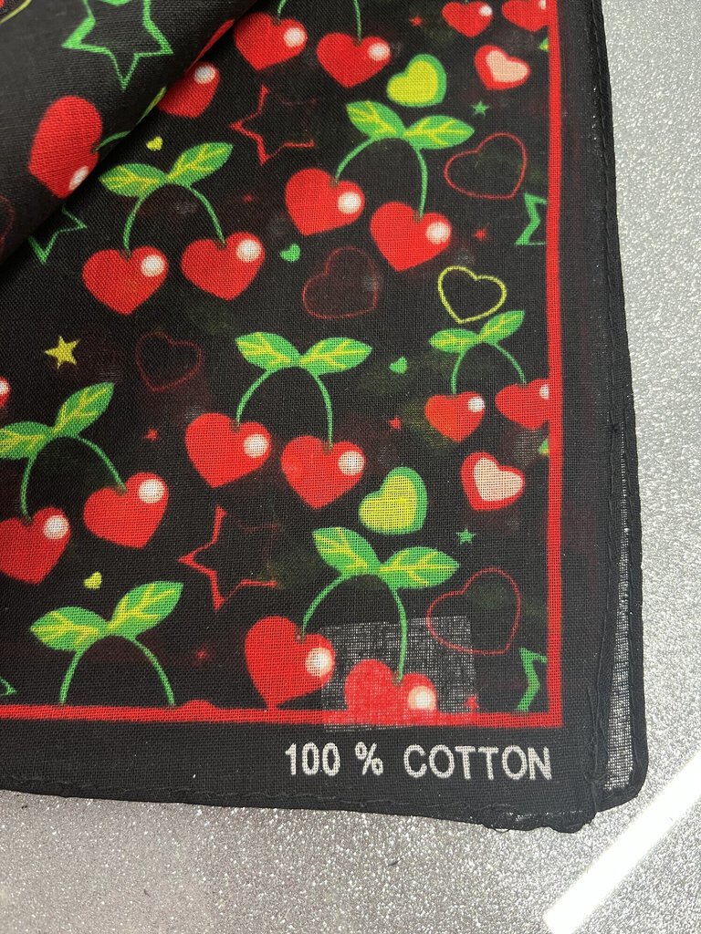 Cotton Square Cherry Print Scarf