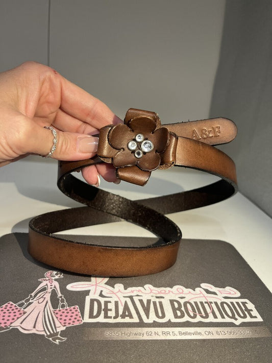 A&F Leather Belt With Flower - Size Small