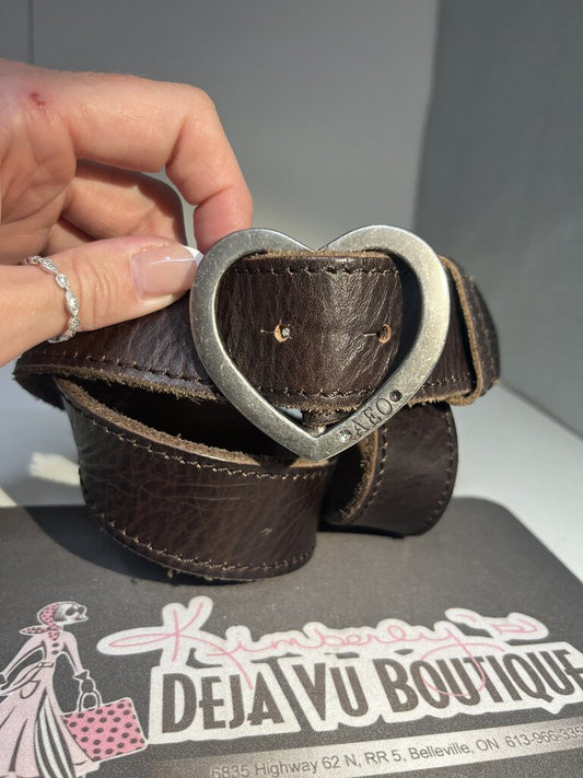 American Eagle Heart Buckle Leather Belt - Size Small