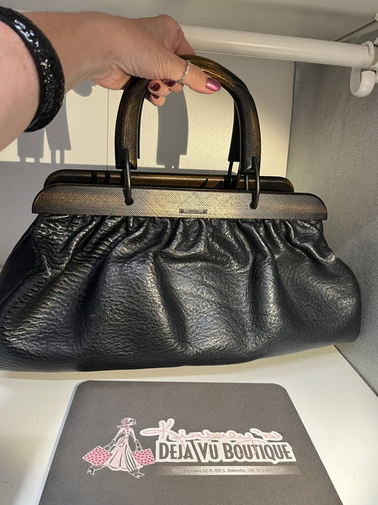 Gucci Wooden Handle Leather Bag