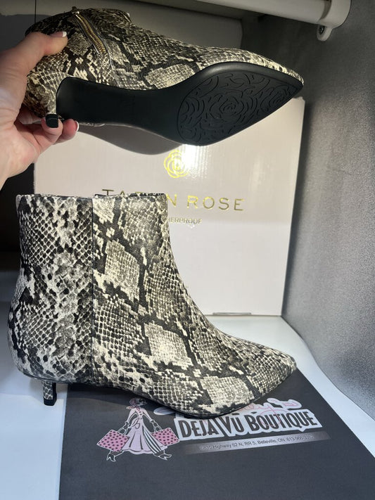 Taryn Rose Snake Print Kitten Heel Boots