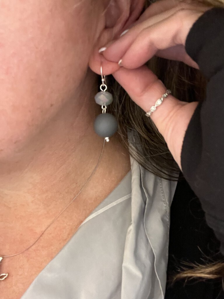 By Chance Grey Beaded Earrings