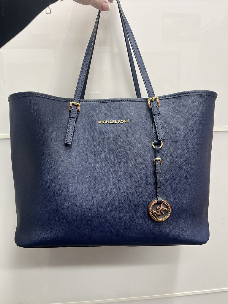 Michael Kors 2 Handle Navy / Gold Tote