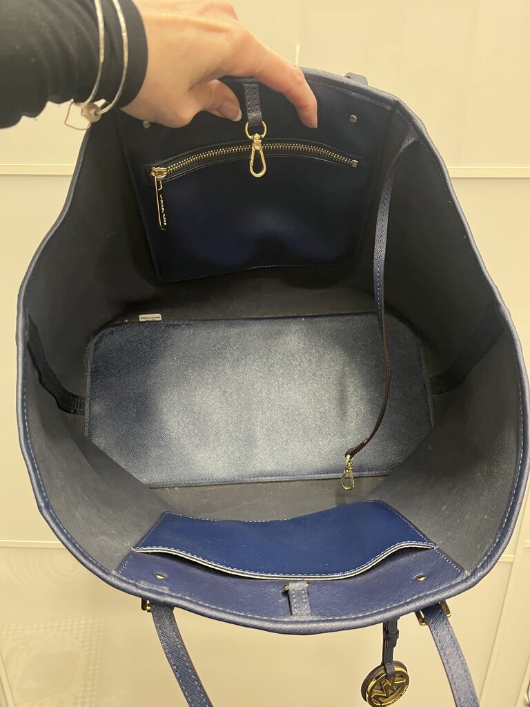 Michael Kors 2 Handle Navy / Gold Tote