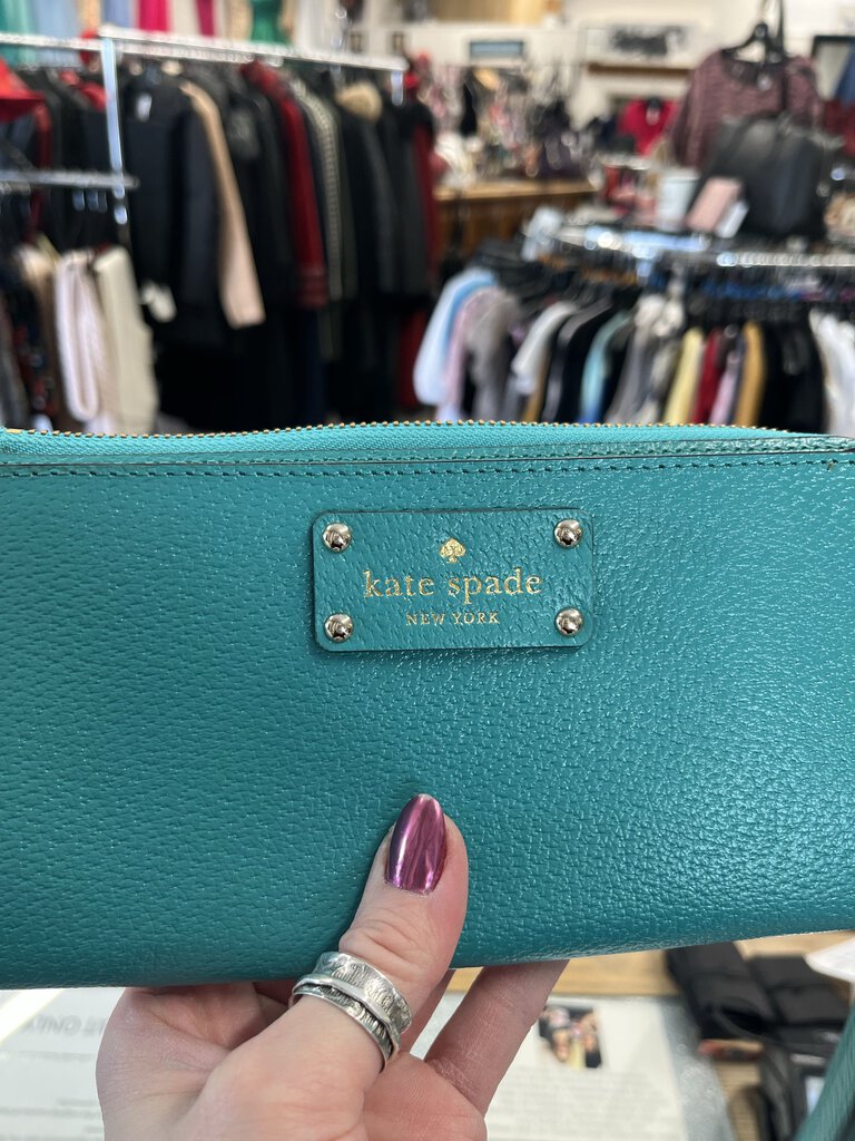 Kate Spade Aqua/Gold Wristlet Wallet