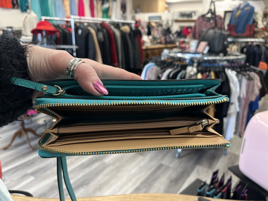 Kate Spade Aqua/Gold Wristlet Wallet