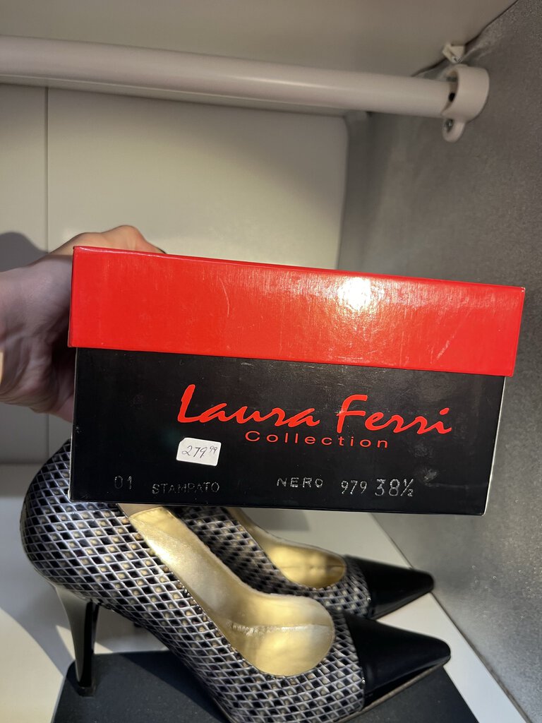 Laura Ferri Leather Diamond Print Heels 38.5