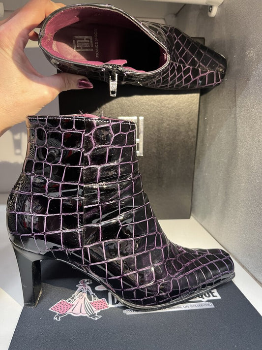 France Mode Purple Leather Boots 38-7