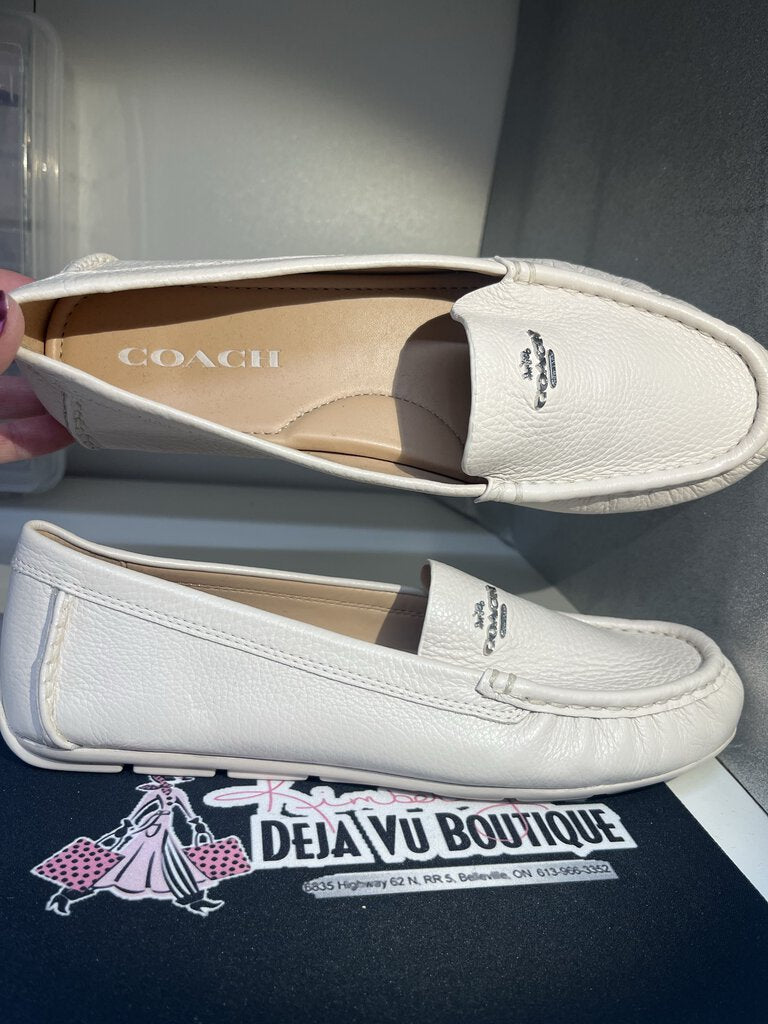 Coach Winter White Leather Loafers 8