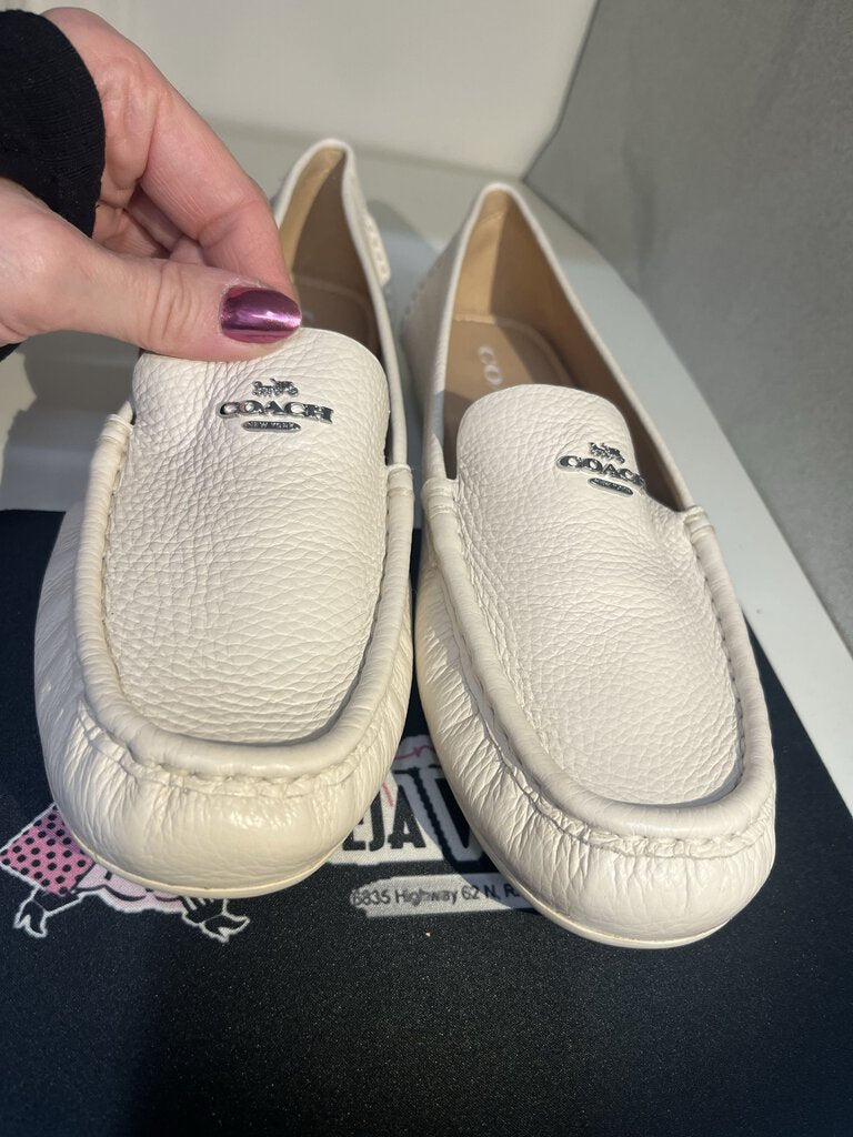 Coach Winter White Leather Loafers 8